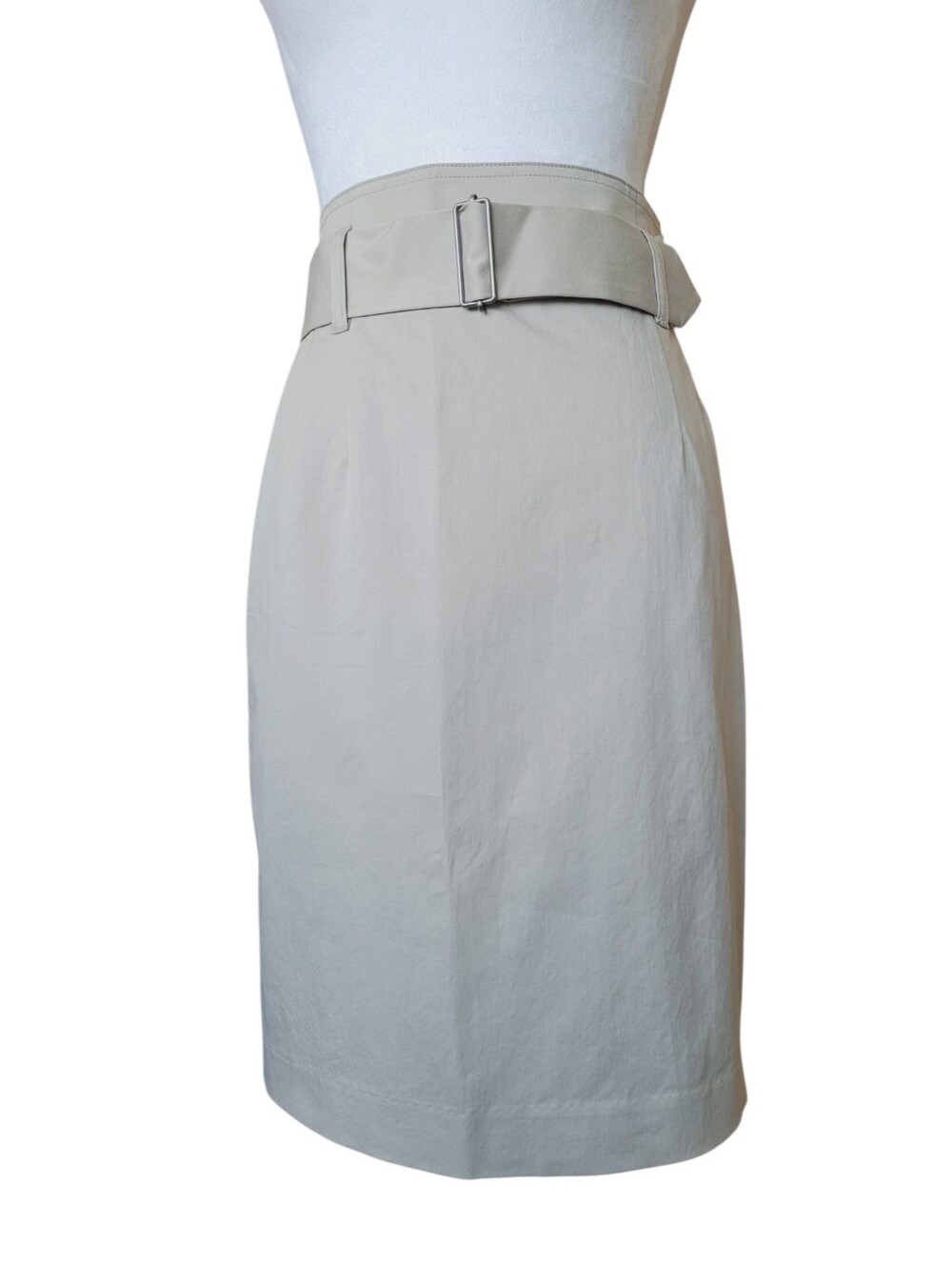 Theory High Waist Belted Pencil Skirt Beige Size 6